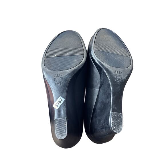 Naturalizer Black Wedge Peep Toe Shoes sz 8.5 - Picture 4 of 4